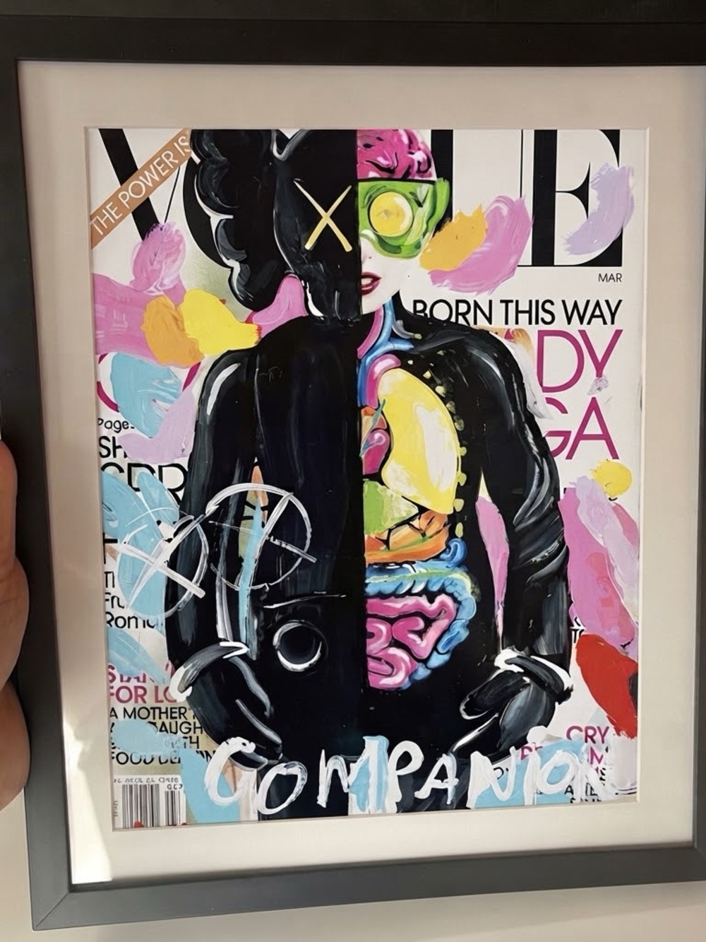 Framed Contemporary Pop Art Print – KAWS-Inspired “Companion” Lady Gaga Vogue